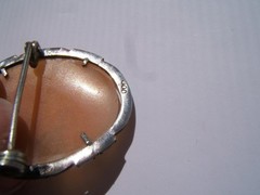 VINTAGE 800 SILVER & MARCASITE SHELL CAMEO PIN PENDANT