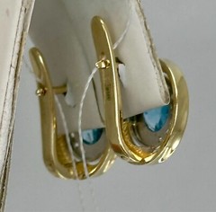 Vintage Original Yellow & White Gold Earrings with Natural Topaz 585 14K 5,07 g.