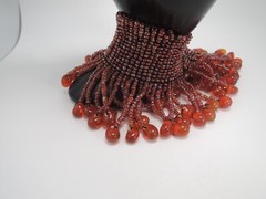 Fun Bracelet or Arm Band with Orange Glass Dangles, 1970-’80s