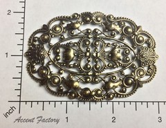 24433 Brass Oxidized Large Victorian Filigree Jewelry Finding