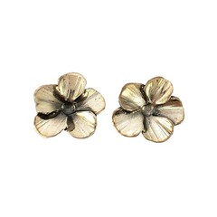 Sterling Silver STUART NYE Pansy Flower Pierced Stud Earrings 0.5″