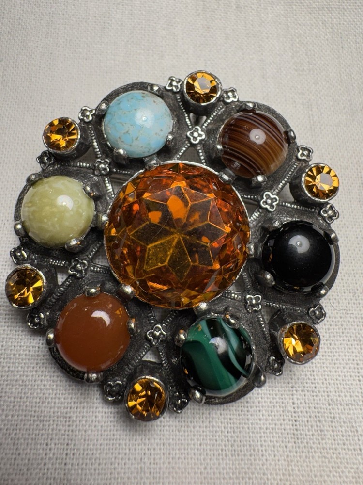 Vintage 1950s-1970s Multi-Stone Statement Brooch/Pendant 34g