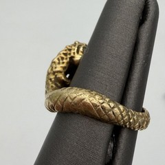 Vtg Estate 14k Yellow Gold Serpent Ring Alligator Dragon Diamond Eye 10.89gr