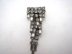 Vintage Lot of 4 Clear Rhinestone Brooch Pins & 1 Buckle/Slide