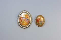 Vintage lot Cameo Style romantic Brooch Pin 1 signed West Germany PG25