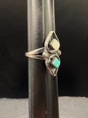 SZ 5.25 Vintage Sterling Silver Turquoise Shell Southwest Native Estate Ring 925