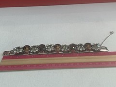 Vtg. D & E Rare Juliana 5 Link 7” Bracelet Silver Tone Black/ Green/ Gold BinM