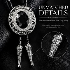 Doitby Rhinestone Bolo Tie For Men Western Cowboy Necktie Leather Bolo Ties