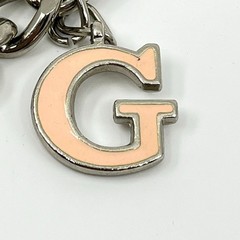 Vintage Y2K GUESS Charm Belt Silver Tone Pink Crystal Heart Lock Key Necklace