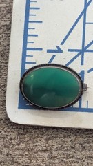 Art Deco Sterling Marcasite and Chrysoprase Brooch pin signed Germany Sterling