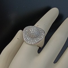 Chunky Statement Ring Sterling Silver Dome Pave CZ Cocktail 9.25 Bold Modernist