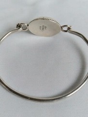 Vintage Mexico 925 Rope Accented Oval Diachroic Glass Tension Bangle Bracelet