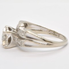 VINTAGE 14K WHITE GOLD ILLUSION SET 1/3CTW DIAMOND BRIDAL ENGAGEMENT ESTATE RING