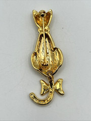 VTG Cat Brooch Pin Lot/4 Enamel Gold Tone Rhinestones Articulating Tail (1 VERO)