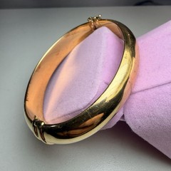 Hollow Gold Wash 925 Sterling 6-3/4″ x 1/2″ ITALY Vintage hinged Bangle Bracelet