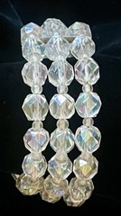 Vintage Aurora Borealis Crystal Expandable Wire Cuff Bracelet