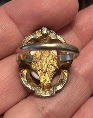 MAX NEIGER / NEIGER BROTHERS (?) ART DECO EGYPTIAN REVIVAL SCARAB GLASS CAB RING