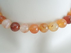Necklace 925 Silver Gold Plated Agate Beads 55.3 G/Approx. 39 Cm
