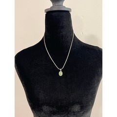 Sterling Silver Prehnite Necklace & Earrings Set 18” Snake Chain
