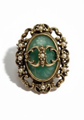 Judy Lee 1960’s “Spanish Moss” Brooch Victorian Revival Art Glass Faux Pearl 1.5