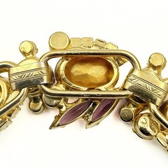Vintage Juliana Watermelon Heliotrope Rhinestone Glass Gold Plated Bracelet
