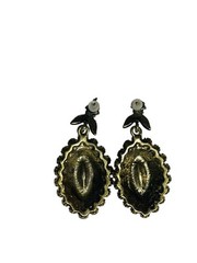 VTG GREEN RHINESTONE NECKLACE EARRINGS MARQUISE SHAPED ART DECO GOLD TONE CHAIN