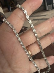 Vintage Baguette Necklace Jeweled Choker Crystal Rhinestone 16.5” Silver Tone