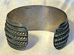Vintage Sterling Silver Cuff Bracelet Rope Twist Accents 6″x1.25″ 56g J1