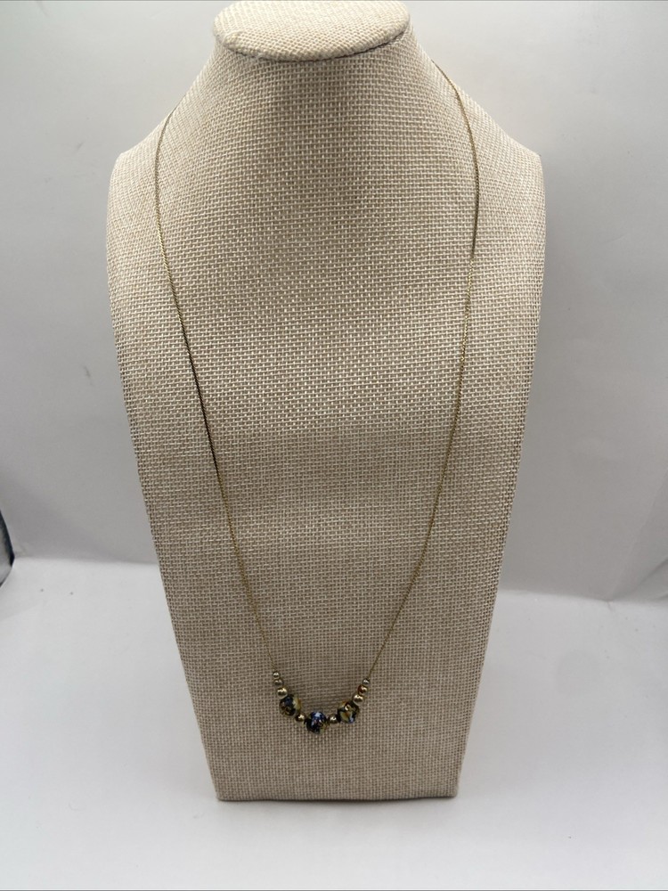 2.97 Vintage necklace, gold tone, chain, cloisonne charms