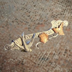 Victorian English Sterling & Rose Gold “Sweetheart” Pin/Brooch, Birmingham 1900