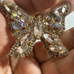 Weiss Brooch Pin Pink Butterfly 2.5 Inches Vintage Brilliant
