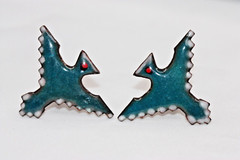 Blue Enamel on Copper Thunderbird Eagle Bird Cufflinks MCM