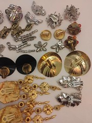 Vintage Earring Jewelry Lot Signed Unsigned Lots Of Rhinestones