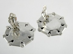 Vintage Pat Areias Sterling Silver Octagon Clip on Earrings 33.3g 1.25 Inches