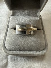 Norwegian Design 925 Sterling Silver Ring 18 Karat Gold Accent Abstract Size 7