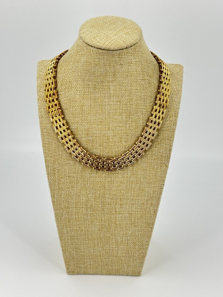 Vintage Egyptian Revival Gold Tone Choker Necklace 18 Inch
