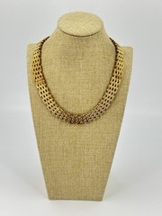 Vintage Egyptian Revival Gold Tone Choker Necklace 18 Inch