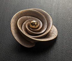 Vintage 1960s Gold Tone Floral Brooch Matte Statement Pin Womens