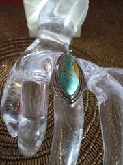 #8 Turquoise Sterling Marquise Shape Ring Size 8