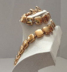 Vtg Napier Gold Tone Chunky Square Collar Necklace Bracelet Earrings Set