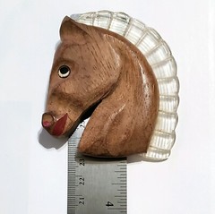 RARE Brooch Vintage Wood Horse Lucite Brooch Pin LARGE 3 1/8 x 2 3/4 inches
