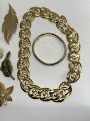 Vintage Estate Costume Jewelry Lot of 16 Brooches Stick Pins Necklaces Bracelets