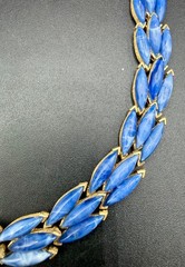 Vintage Crown Trifari Symphony Blue Thermoset Necklace Brooch Set Demi Parure