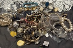 Mystery estate jewelry Jar Untested Wearable Vintage Modern 45pieces