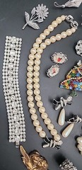 Vtg Costume Jewelry Lot Rhinetones Signed & Unsigned WEISS, JULIANA? Etc