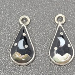 Vintage Southwest Sterling Silver Moon Star Night Pendant 2 Charms 925 Signed JP