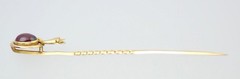 Antique Victorian 22K 15K Gold Garnet Cabochon Laughing Snake Egg Stick Pin Box