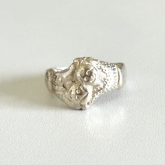 Vintage 925 Sterling Silver Smiling Facing Unique Band Ring Size 6.25