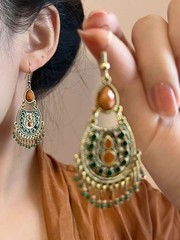 Vintage Chinese Ethnic Tassel Earrings Bohemian Dangle Jewelry Pair