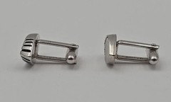 Vintage Speidel Silver Tone Eye Shaped Bullet Back Cufflinks